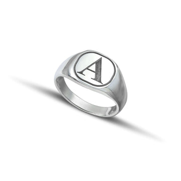 Ασημένιο δαχτυλίδι 925 με μονόγραμμα επιπλατινωμένο - themelidisjewels